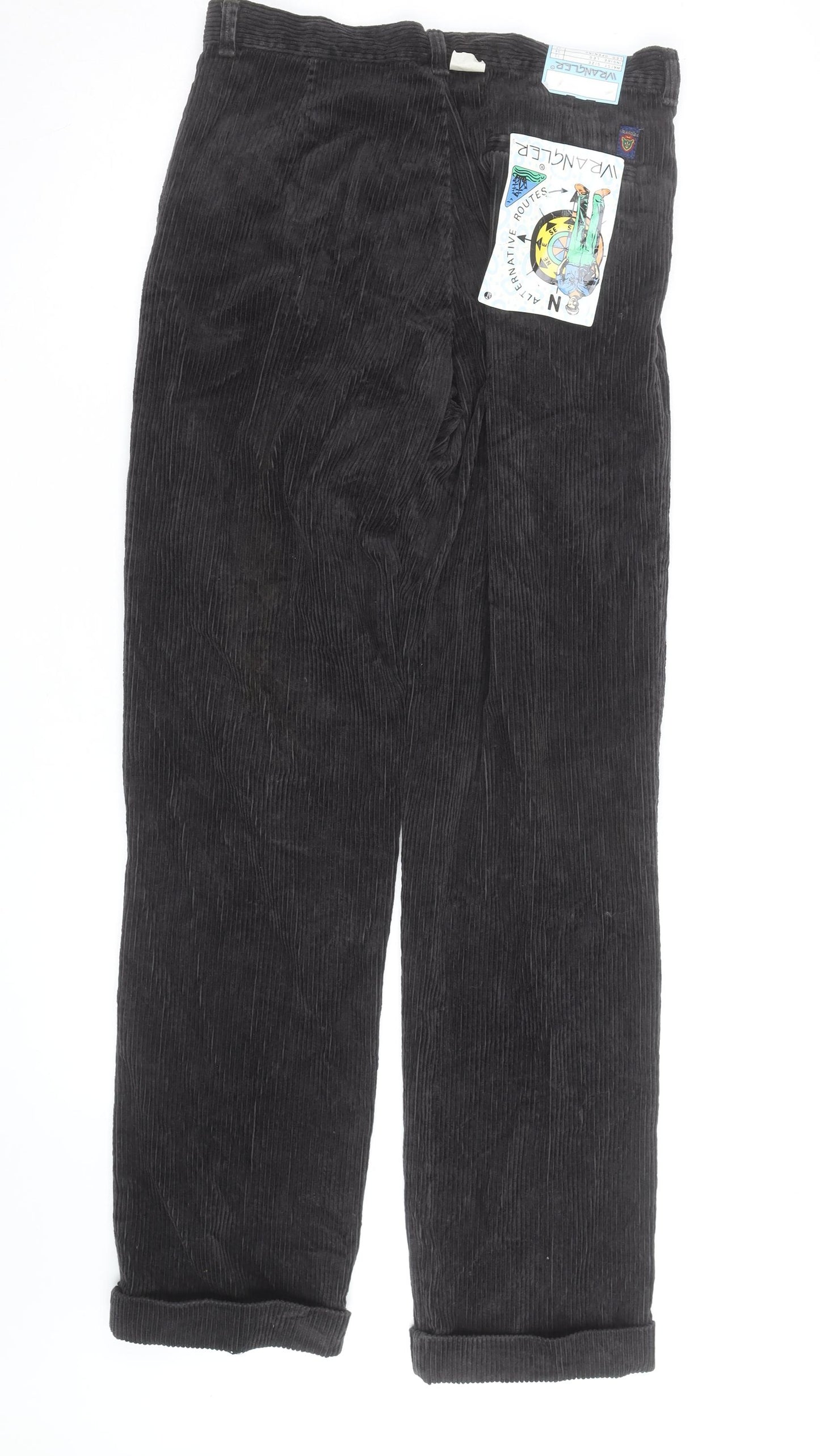 Wrangler Men's Black Corduroy Straight Leg Jeans 32W 34L Regular Fit