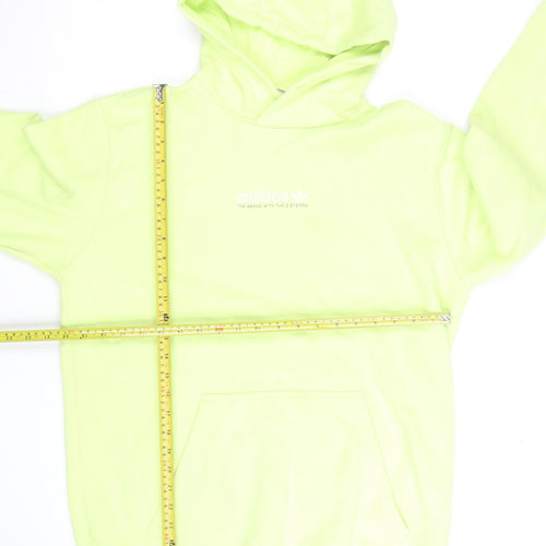 Adidas Men’s Yellow Pullover Hoodie L Fleece Logo Sweatshirt