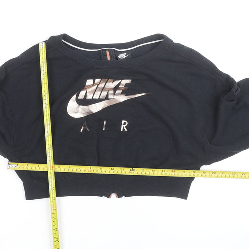 Nike Women Black XS Cropped Sweatshirt Zip Back Logo Pullover