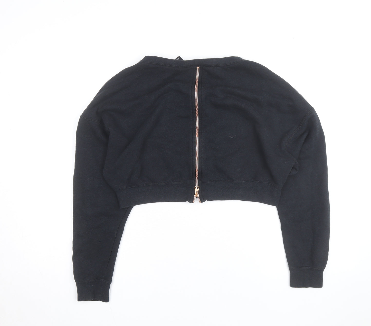 Nike Women Black XS Cropped Sweatshirt Zip Back Logo Pullover