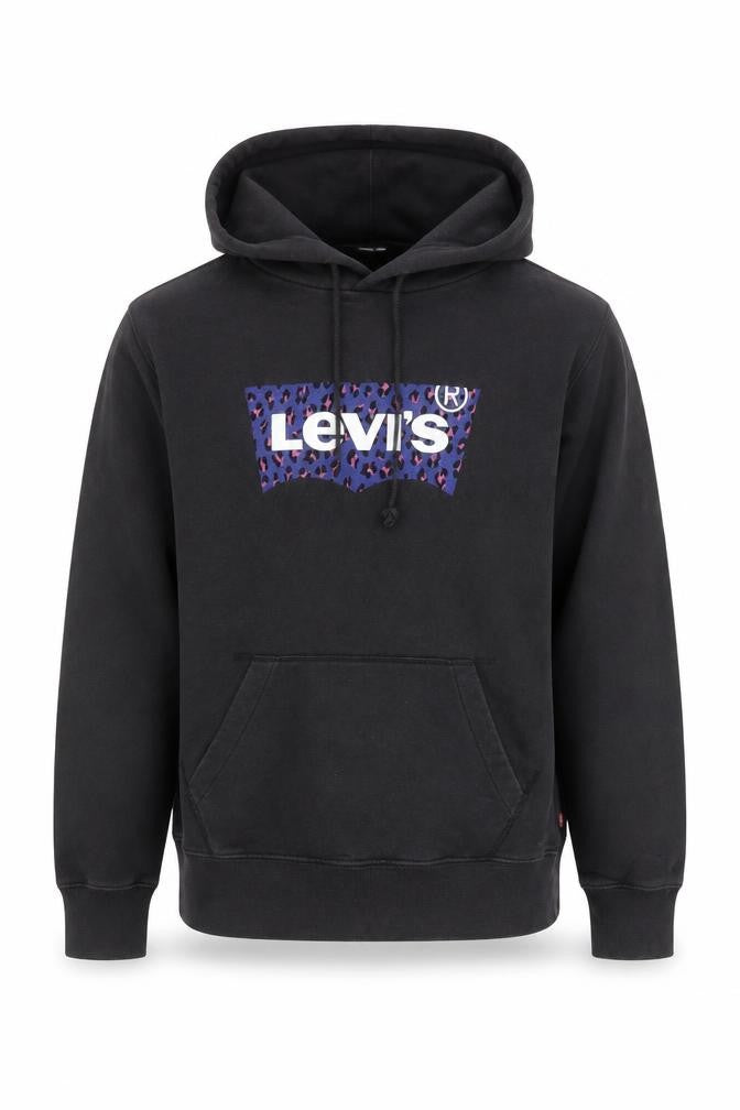 Front view of Levi's Men's Black Graphic Pullover Hoodie Medium Regular Fit