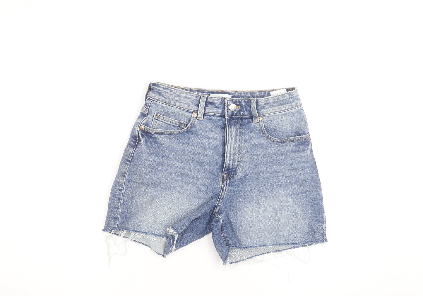 H&M Women’s Blue High-Rise Cut-Off Denim Shorts Size 10