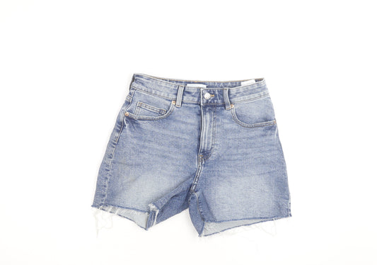 H&M Women’s Blue High-Rise Cut-Off Denim Shorts Size 10