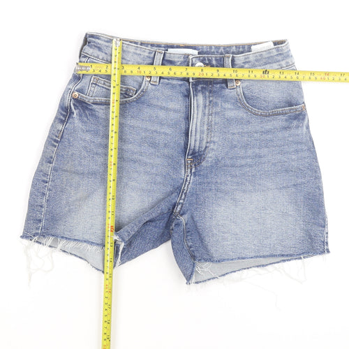 H&M Women’s Blue High-Rise Cut-Off Denim Shorts Size 10