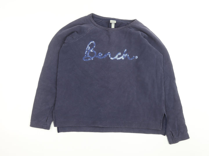 Bench Men Blue Sequin Logo Pullover Sweatshirt M