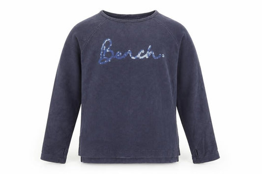 Front view of Bench Men Blue Sequin Logo Pullover Sweatshirt M