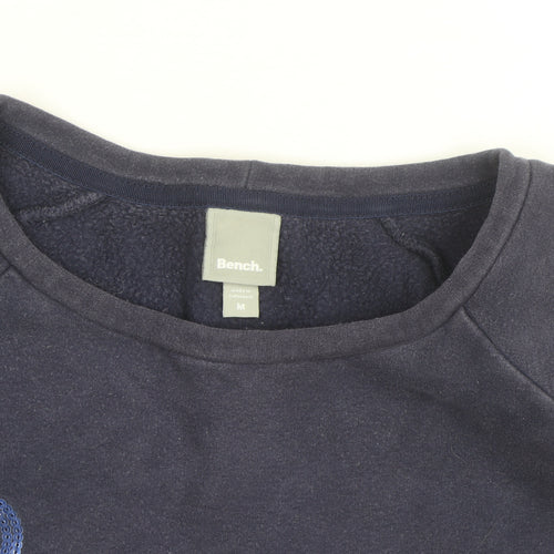 Bench Men Blue Sequin Logo Pullover Sweatshirt M