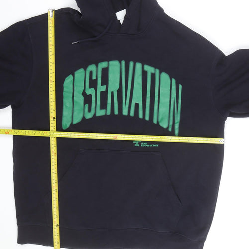 H&M Men’s Black Relaxed Fit Pullover Hoodie L Graphic Print