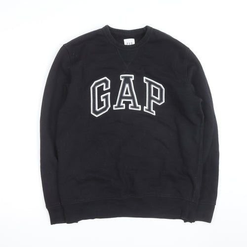 GAP Men’s Black Logo Pullover Sweatshirt Medium Fleece Lined