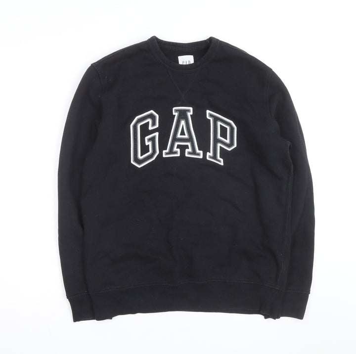GAP Men’s Black Logo Pullover Sweatshirt Medium Fleece Lined