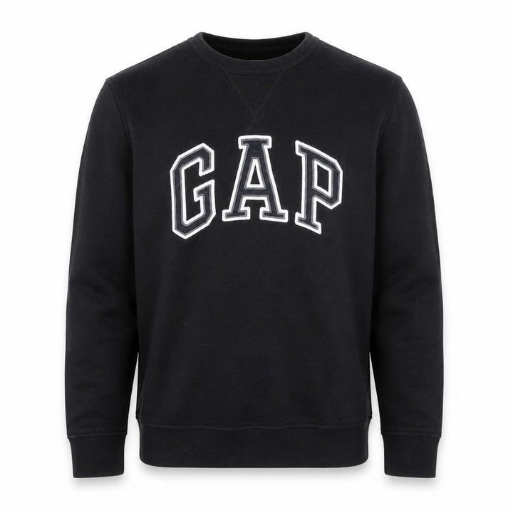 Gap Men’s Black Logo Pullover Sweatshirt Medium Fleece Lined