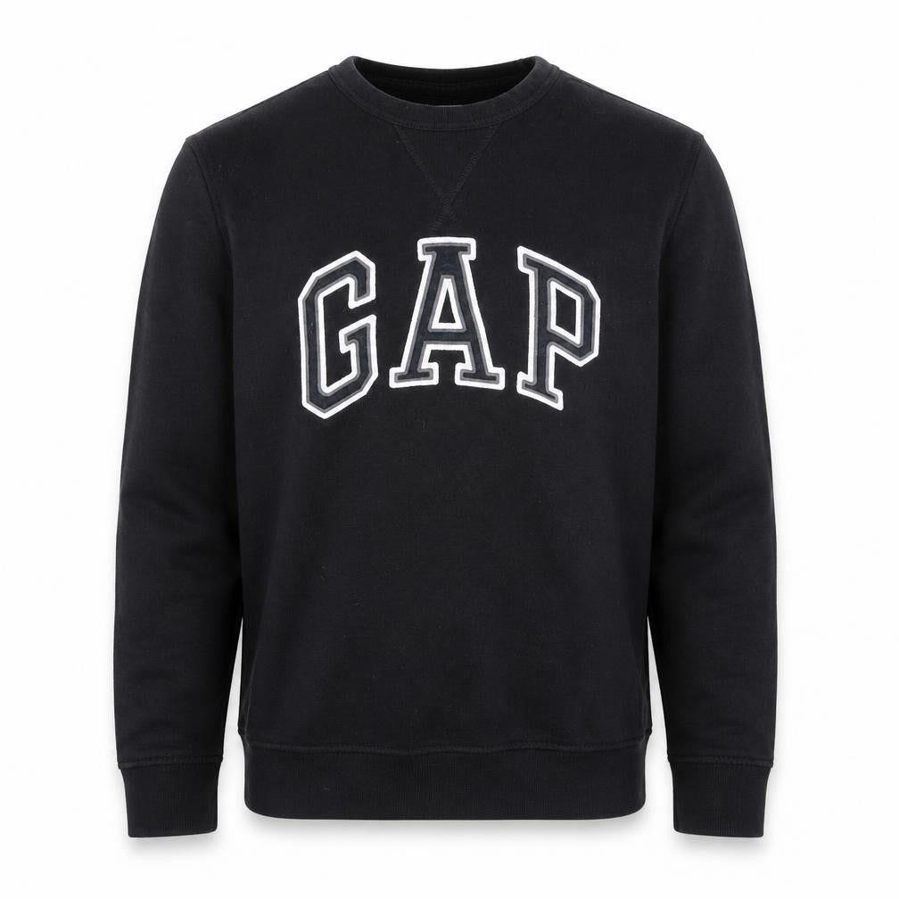 Gap Men’s Black Logo Pullover Sweatshirt Medium Fleece Lined