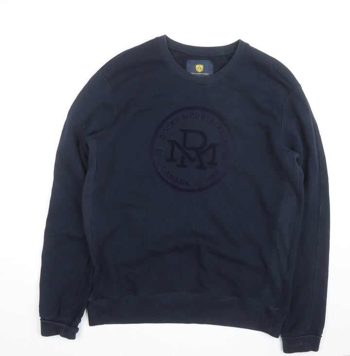Rocky Mountaineer Men's Blue Crew Neck Pullover Sweatshirt Size L