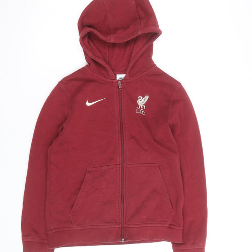 Nike Boys Red Full Zip Hoodie Liverpool FC Logo Size 10-11 Years