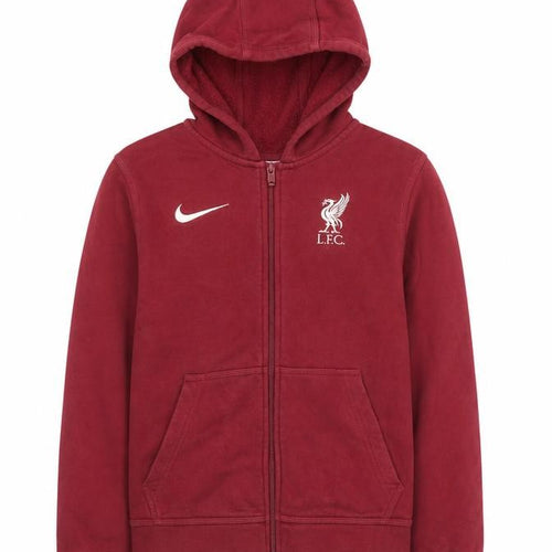 Nike Boys Red Full Zip Hoodie Liverpool FC Logo Size 10-11 Years