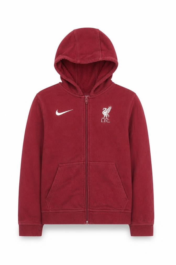 Nike Boys Red Full Zip Hoodie Liverpool FC Logo Size 10-11 Years