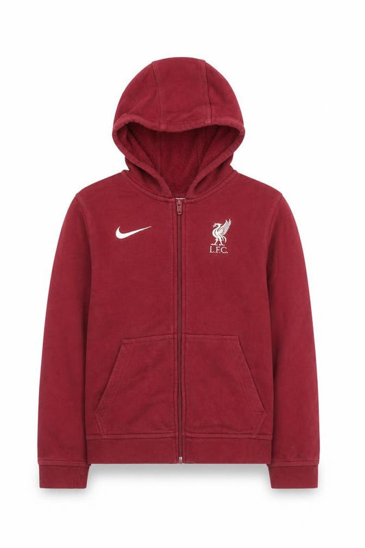 Nike Boys Red Full Zip Hoodie Liverpool FC Logo Size 10-11 Years