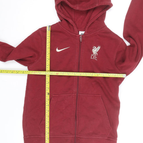 Nike Boys Red Full Zip Hoodie Liverpool FC Logo Size 10-11 Years