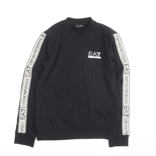 Emporio Armani EA7 Men's Black Small Crew Neck Logo Sweatshirt