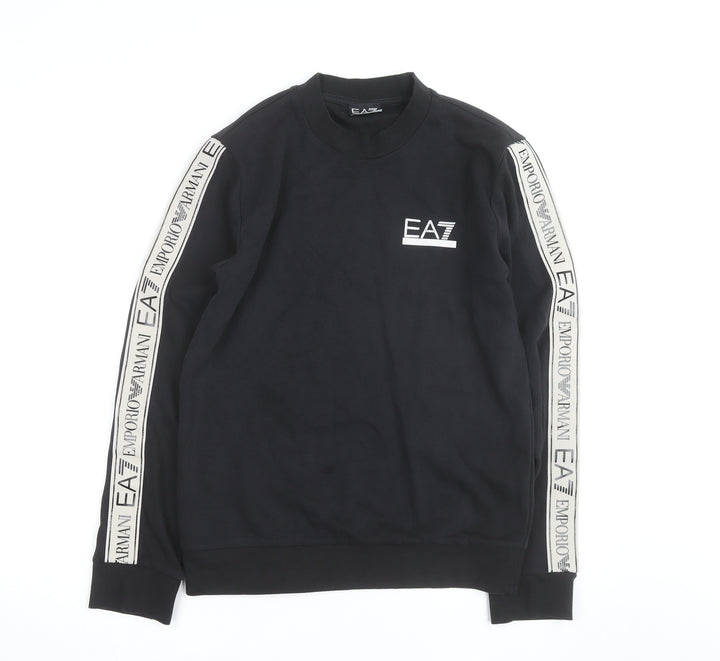 Emporio Armani EA7 Men's Black Small Crew Neck Logo Sweatshirt