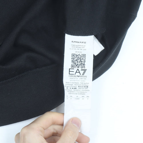 Emporio Armani EA7 Men's Black Small Crew Neck Logo Sweatshirt