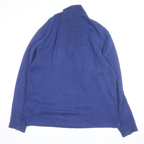 Polo Ralph Lauren Men's Blue 1/4 Zip Cotton Jumper Size L