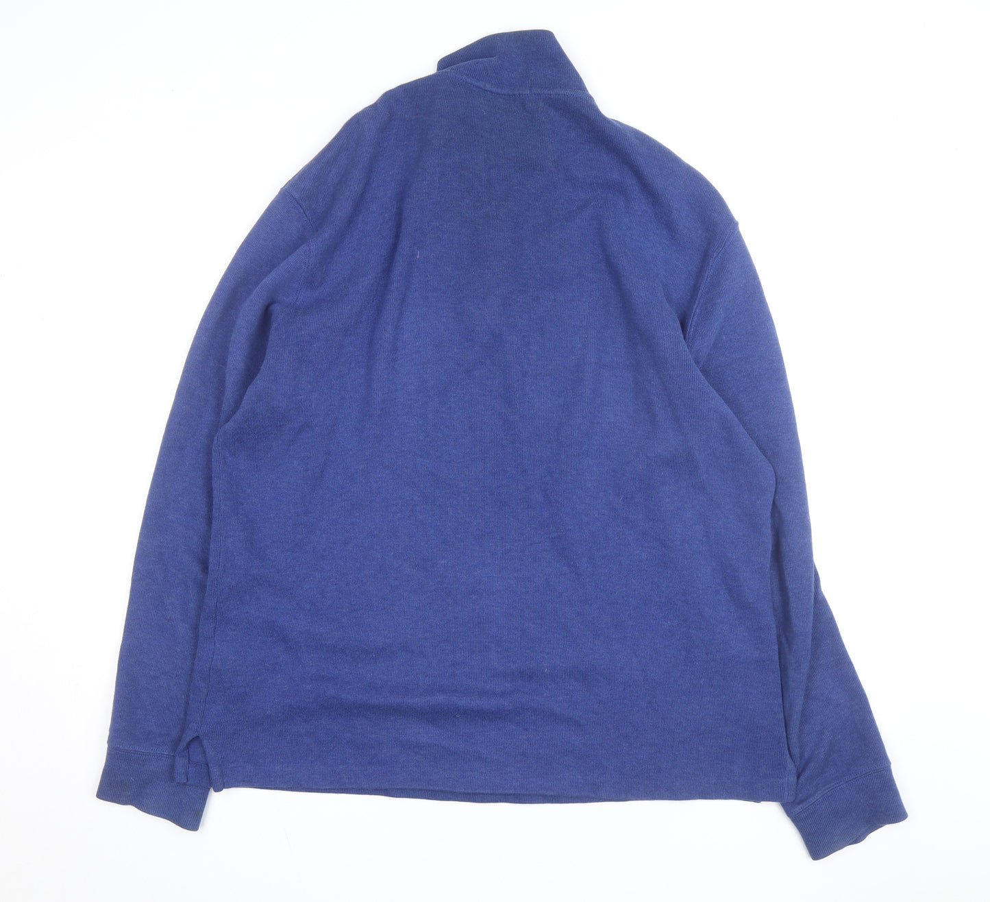 Polo Ralph Lauren Men's Blue 1/4 Zip Cotton Jumper Size L