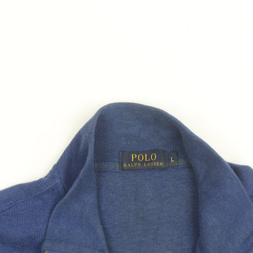 Polo Ralph Lauren Men's Blue 1/4 Zip Cotton Jumper Size L