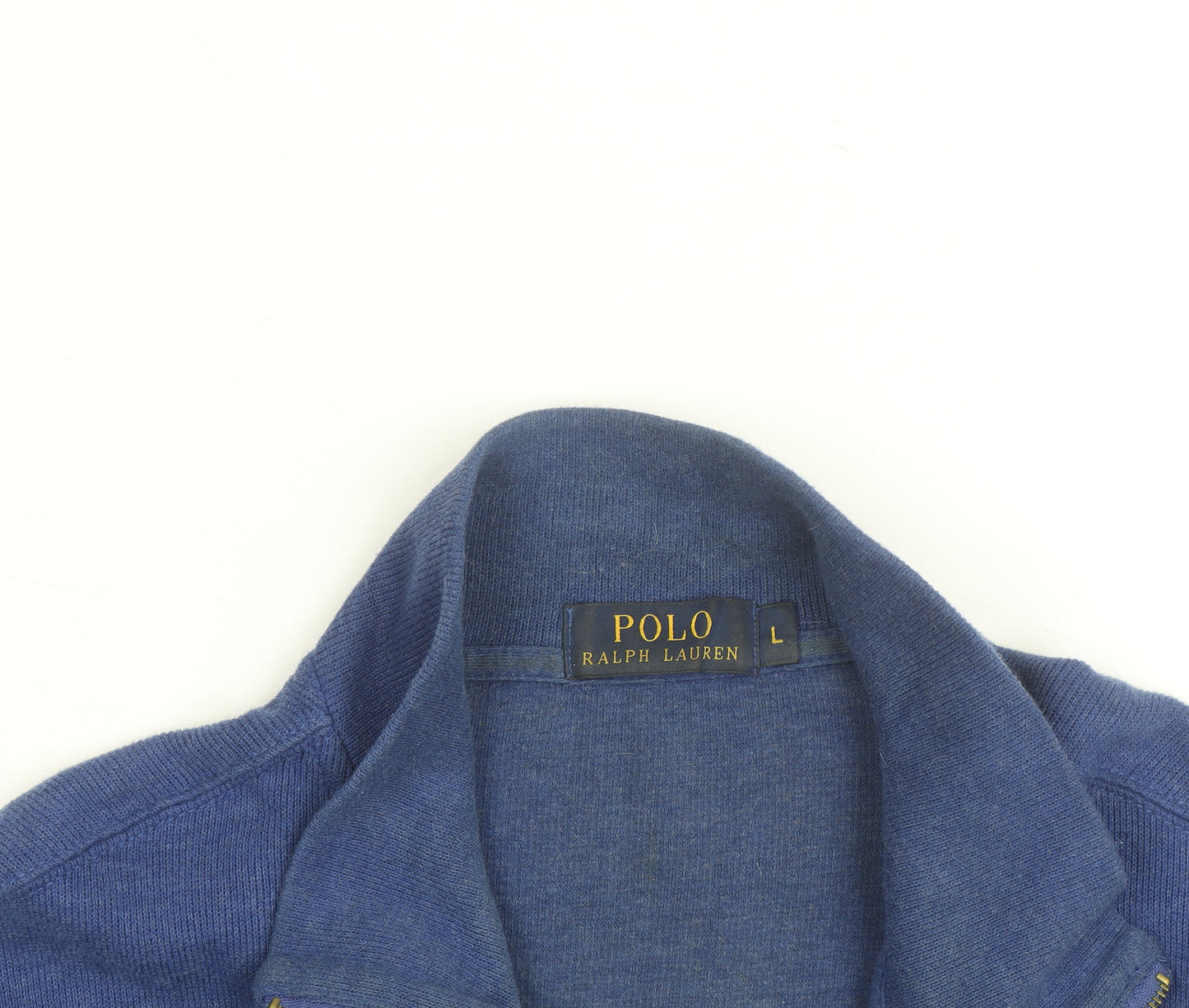 Polo Ralph Lauren Men's Blue 1/4 Zip Cotton Jumper Size L
