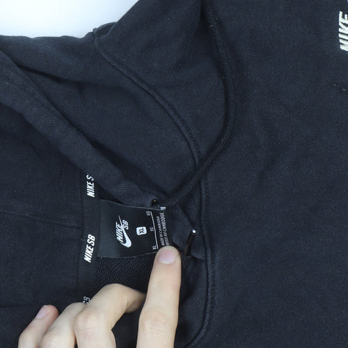 Nike SB Men's Black XL Pullover Hoodie with Logo Print Sleeves