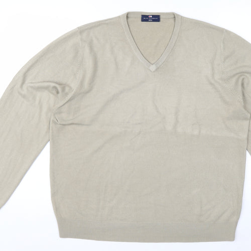 Marks and Spencer Men’s Beige V-Neck Acrylic Jumper Size L