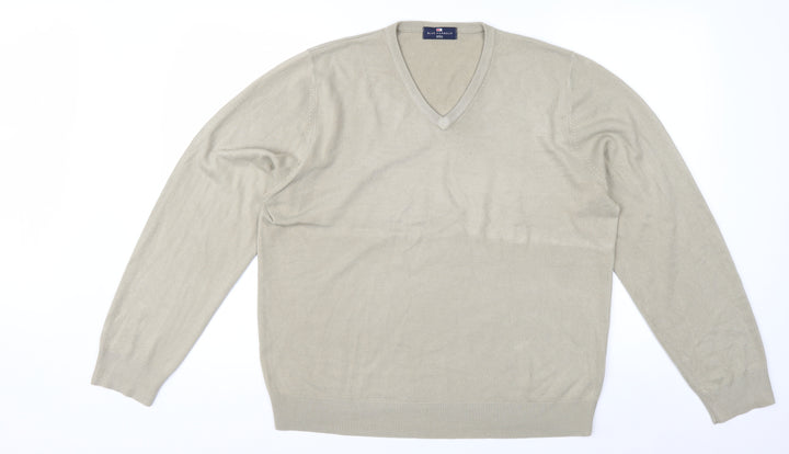 Marks and Spencer Men’s Beige V-Neck Acrylic Jumper Size L
