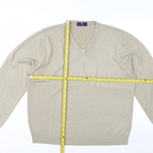 Marks and Spencer Men’s Beige V-Neck Acrylic Jumper Size L