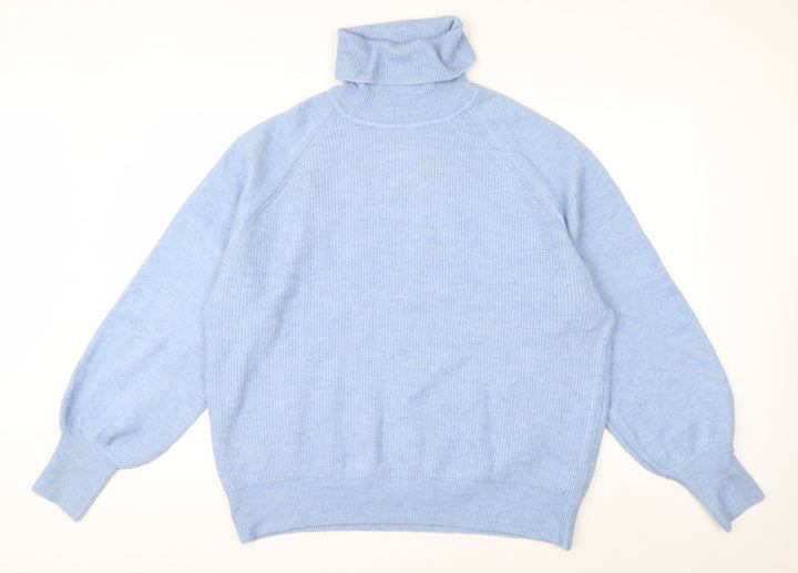 Urban Bliss Women Blue Roll Neck Long Sleeve Jumper Size 16