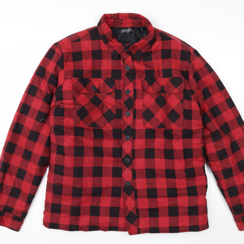 TeX Mens Red Black Check Flannel Puffer Jacket 5XL Cotton Lined