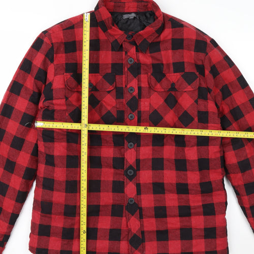 TeX Mens Red Black Check Flannel Puffer Jacket 5XL Cotton Lined