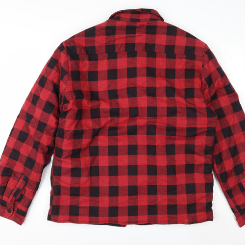 TeX Mens Red Black Check Flannel Puffer Jacket 5XL Cotton Lined