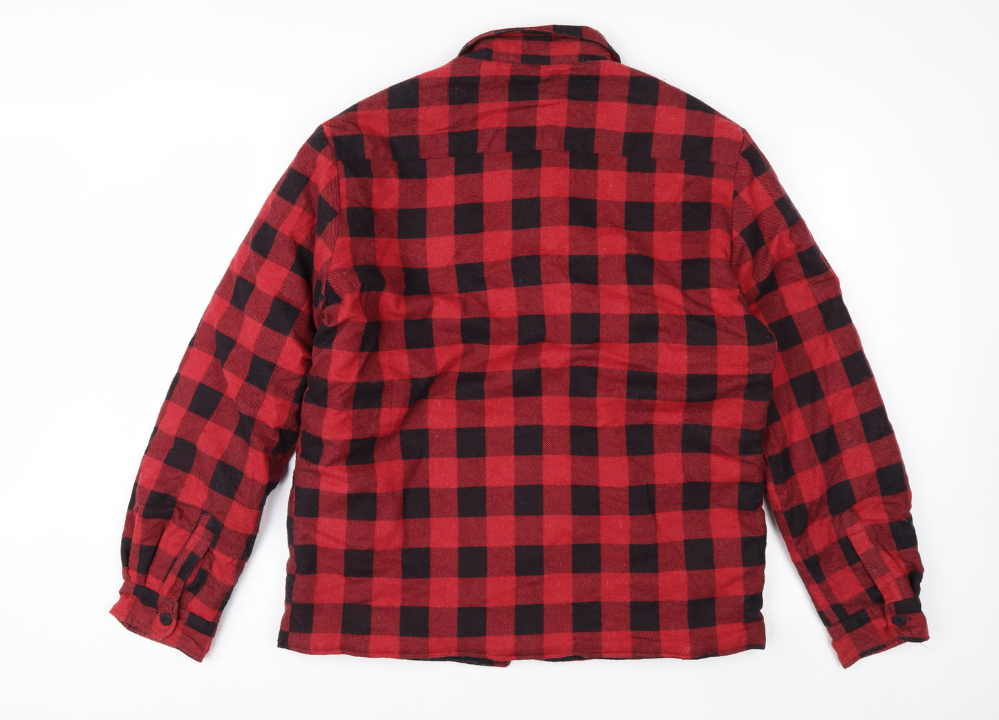 TeX Mens Red Black Check Flannel Puffer Jacket 5XL Cotton Lined