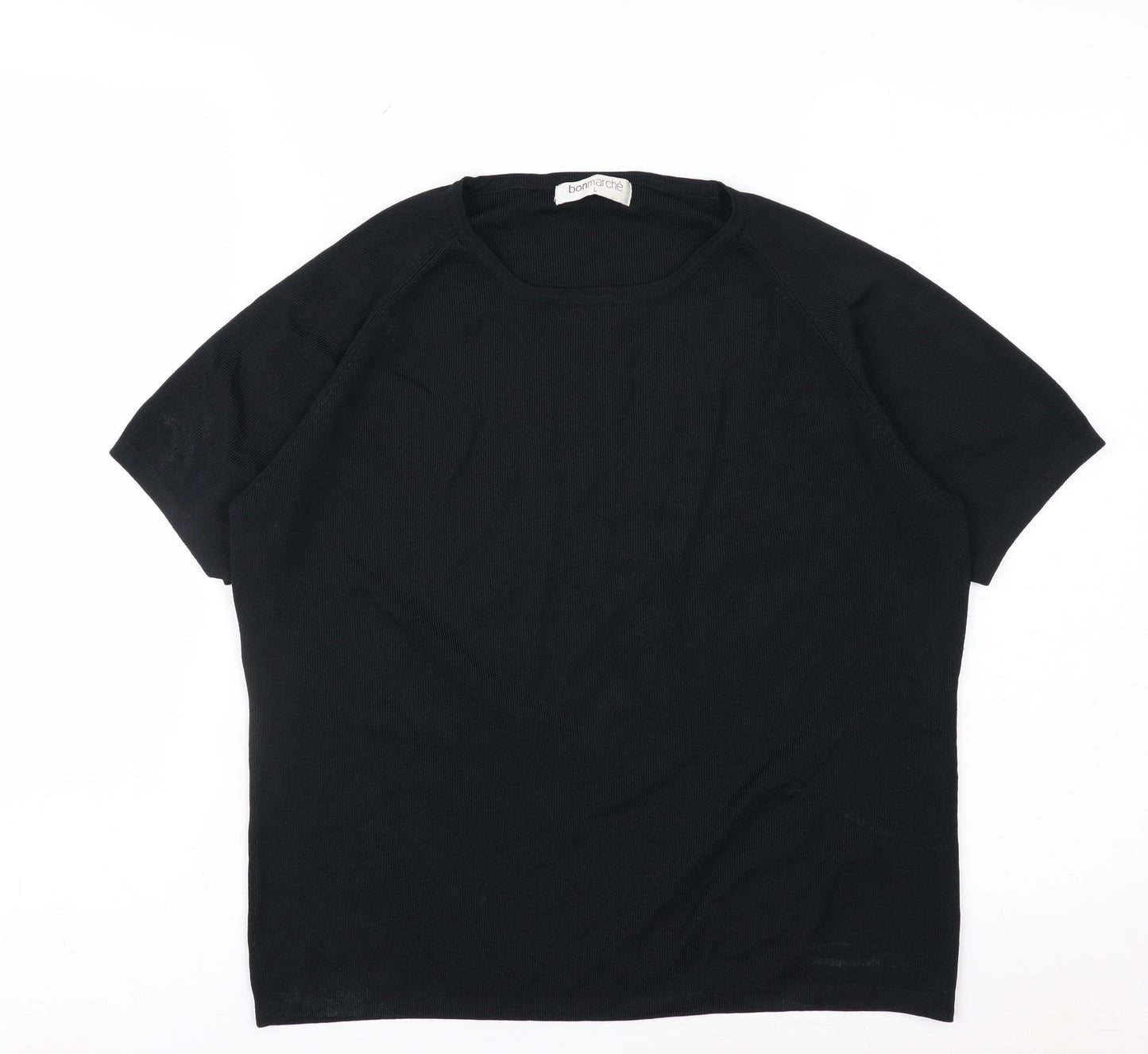 Bonmarché Women's Black Short Sleeve Basic Knit T-Shirt Size L