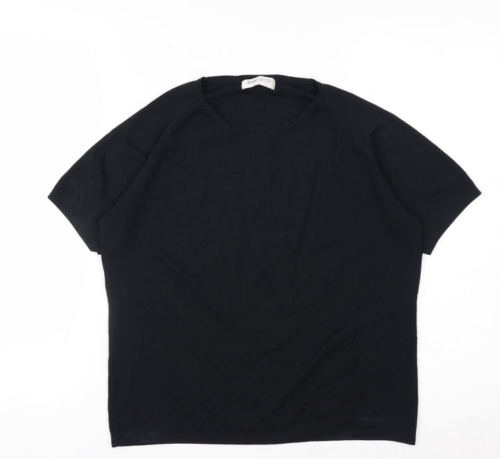 Bonmarché Women's Black Short Sleeve Basic Knit T-Shirt Size L