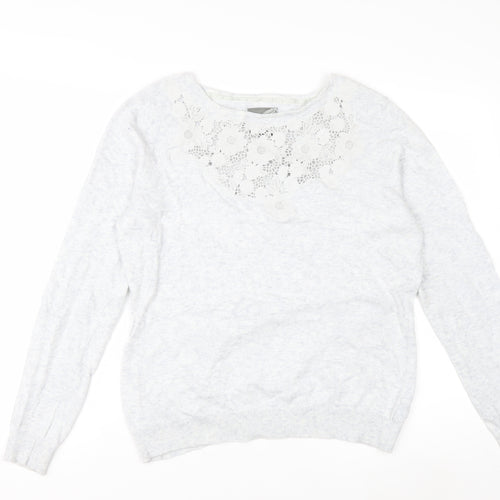 RJR John Rocha Women Grey Size 16 Crew Neck Cashmere Blend Jumper