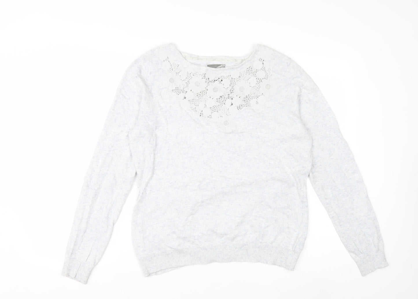 RJR John Rocha Women Grey Size 16 Crew Neck Cashmere Blend Jumper
