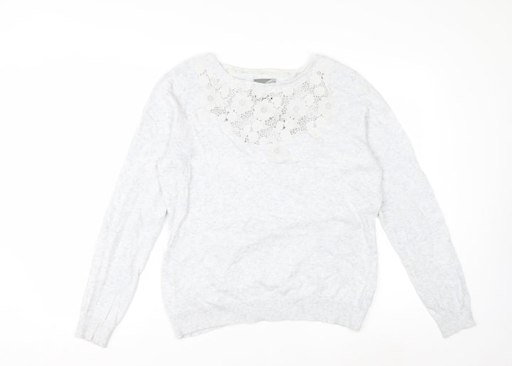 RJR John Rocha Women Grey Size 16 Crew Neck Cashmere Blend Jumper