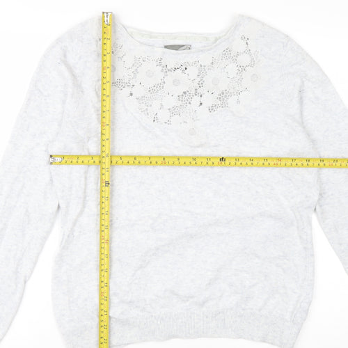 RJR John Rocha Women Grey Size 16 Crew Neck Cashmere Blend Jumper