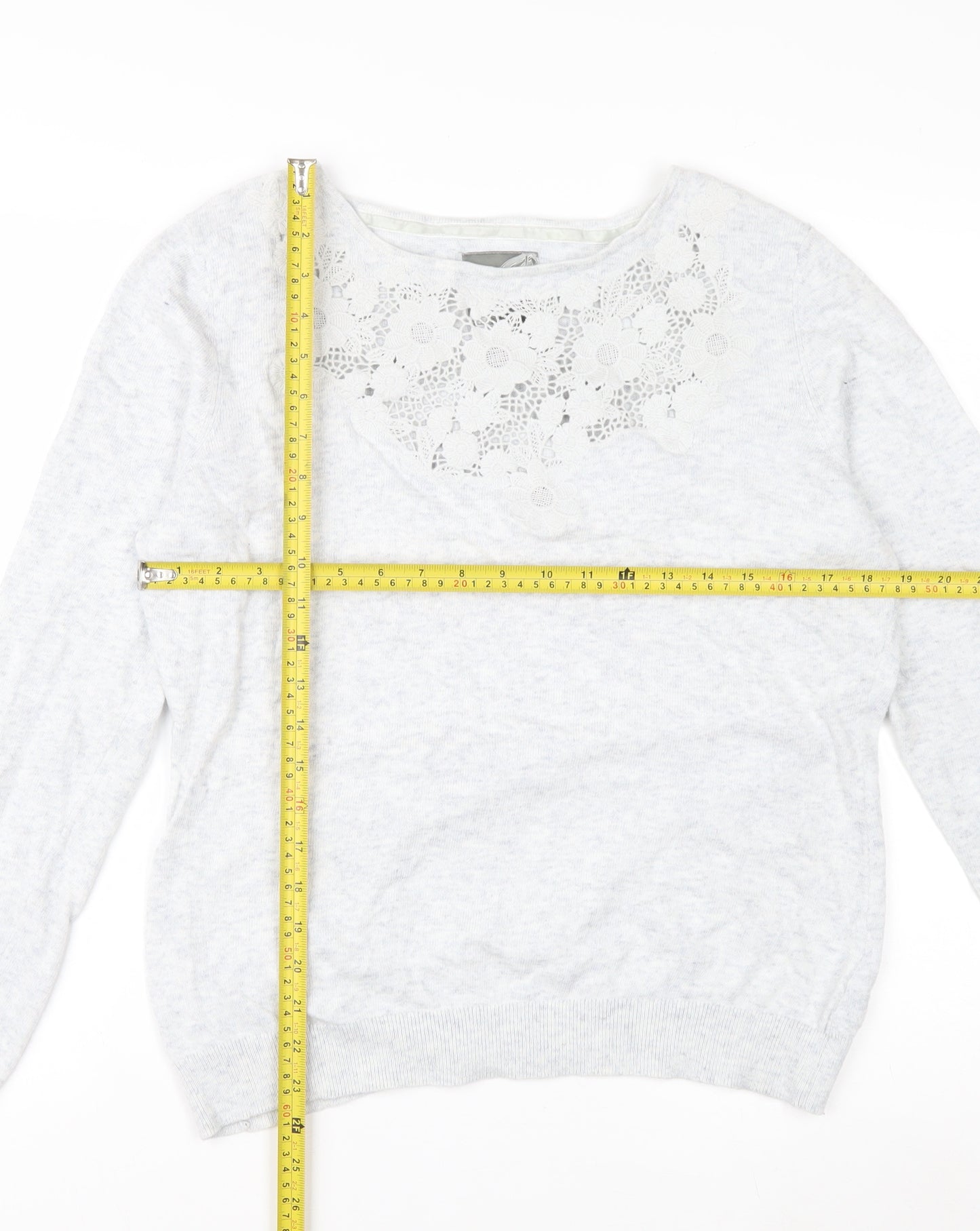 RJR John Rocha Women Grey Size 16 Crew Neck Cashmere Blend Jumper