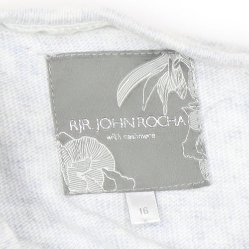 RJR John Rocha Women Grey Size 16 Crew Neck Cashmere Blend Jumper