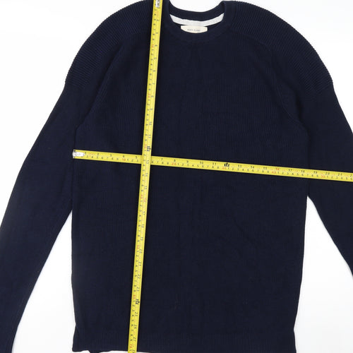 River Island Men's Blue Cotton Crew Neck Jumper Size S