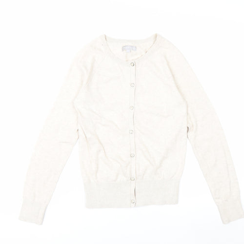 Red Herring Women's Beige Cardigan Size 8 Crew Neck Knitwear