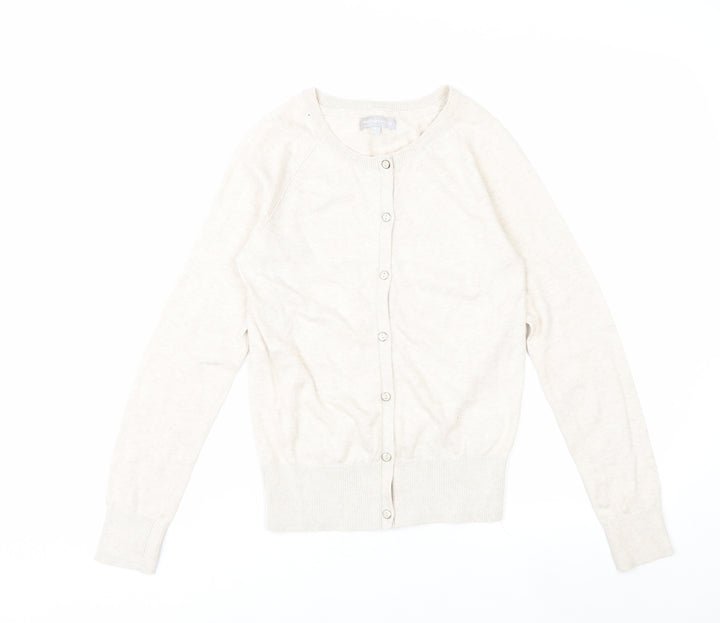 Red Herring Women's Beige Cardigan Size 8 Crew Neck Knitwear