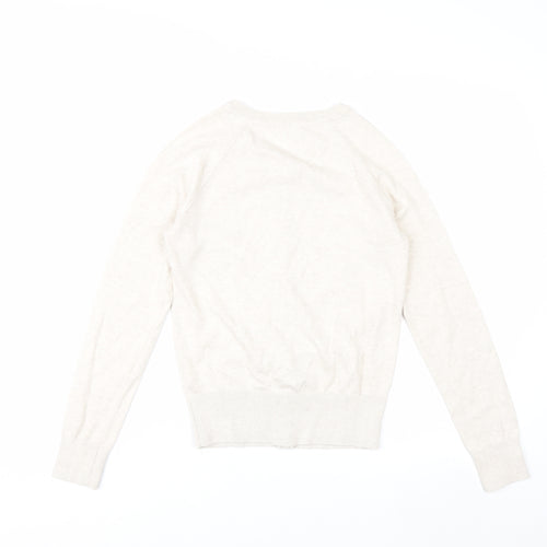 Red Herring Women's Beige Cardigan Size 8 Crew Neck Knitwear